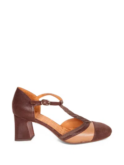 Chie Mihara Filly Reptile-effect T-bar Pumps In Brown