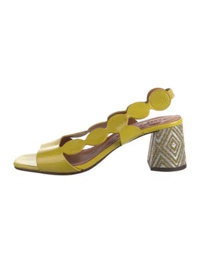 Pre-owned Chie Mihara Leather Patterned Sandals In Yellow