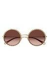 Chloé 53mm Gradient Round Sunglasses In Gold 2