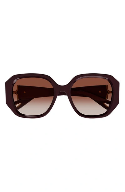 Chloé 56mm Square Sunglasses In Burgundy