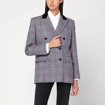 Chloé Black/white Checkered Wool Double-breasted Blazer