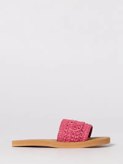 Chloé Kids' Chlo&eacute;  Raffia Slippers With Embroidered Logo In Multi