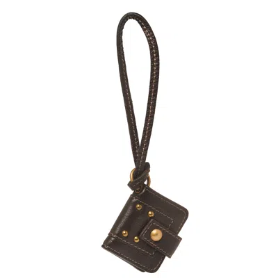 Chloé Dark Leather Key Holder In Brown