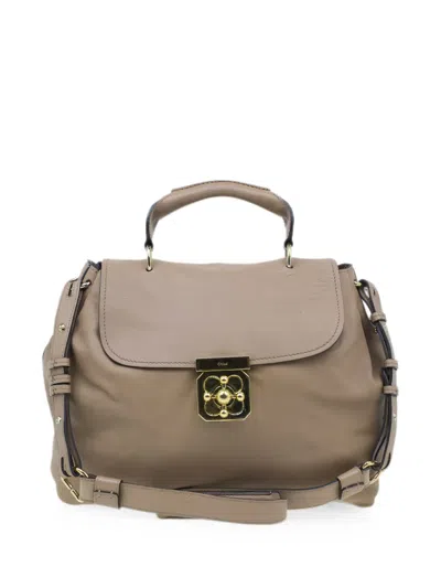 Pre-owned Chloé Elsie Leather Top Handle Satchel Bag In Neutral