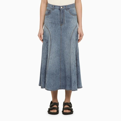 Chloé | Foggy Blue Denim Midi Skirt