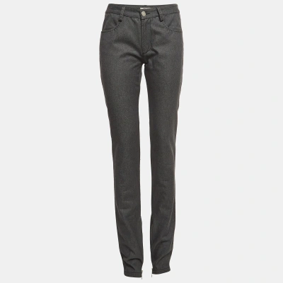 Pre-owned Chloé Grey Grey Contrast Trim Cotton Twill Trousers M