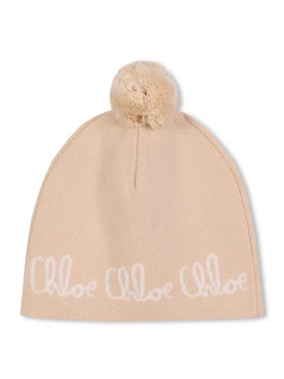 Chloé Hat With Logo In Beige