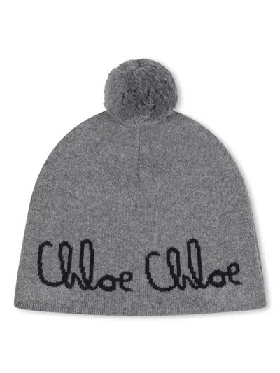 Chloé Hat With Logo In Gray