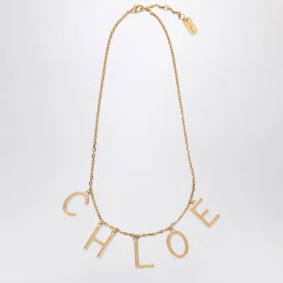 Chloé Letters Necklace In Vintage Gold Brass