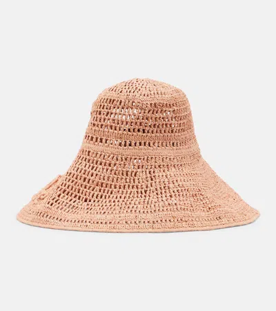 Chloé Logo Raffia Sunhat In Brown