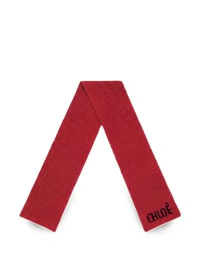 Chloé Logo Scarf In Red