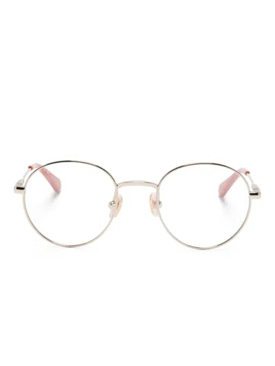 Chloé Kids' Logo-engraved Round-frame Glasses In Gold