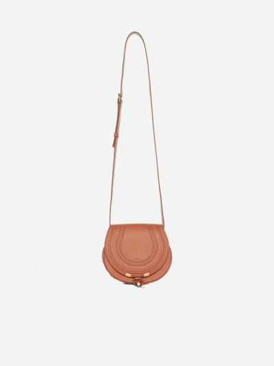 Chloé Marcie Leather Small Bag In Tawny Orange