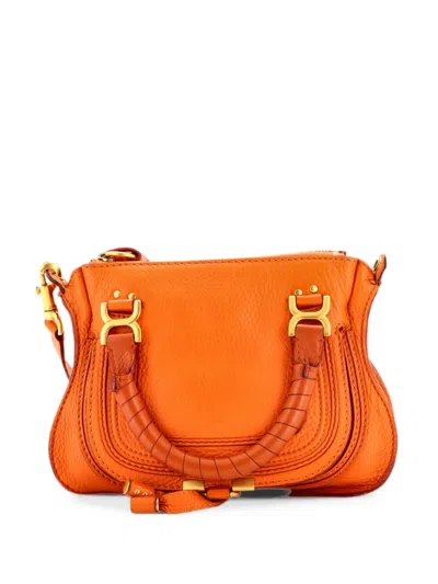 Pre-owned Chloé Marcie Satchel Leather Baby Crossbody Bag In Orange