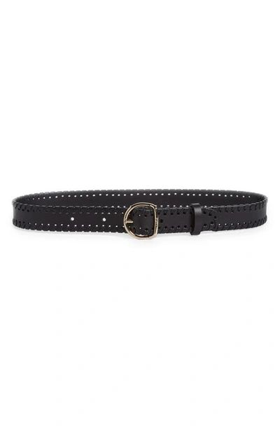 Chloé Mony Whipstitched Leather Belt In Black 001