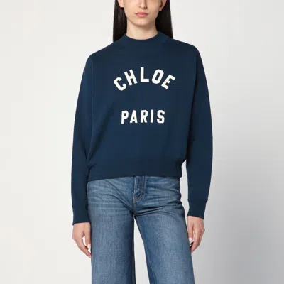 Chloé Navy Blue Sweatshirt With Logo
