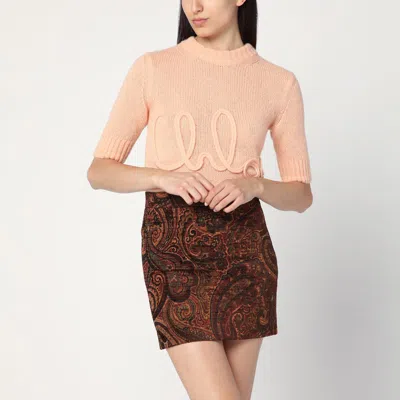 Chloé Peach-colored Top With Logo Embroidery
