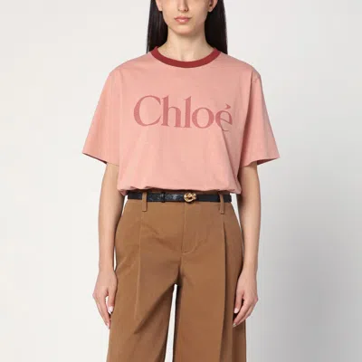 Chloé Pink Cotton T-shirt With Logo