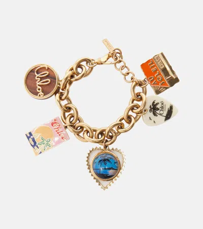 Chloé Postcards Embellished Necklace In Gold
