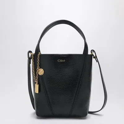 Chloé Small Spin Black Leather Tote Bag