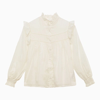 Chloé Kids' White Cotton Shirt With Embroidery
