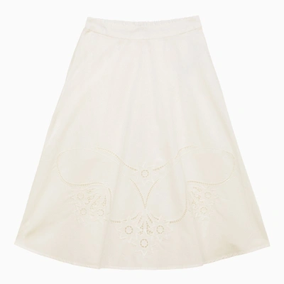 Chloé Kids' White Cotton Skirt With Embroidery