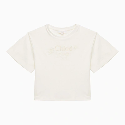 Chloé Kids' White Cotton T-shirt With Logo
