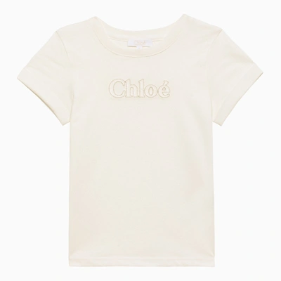 Chloé Kids' White Cotton T-shirt With Logo