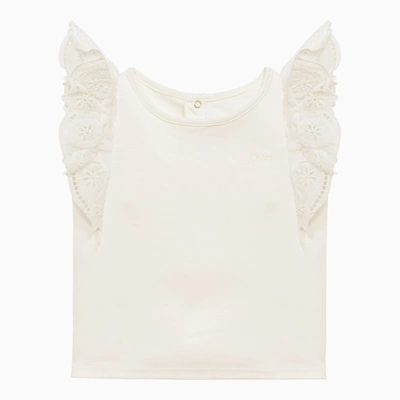 Chloé | White Cotton Tank Top With Ruffles