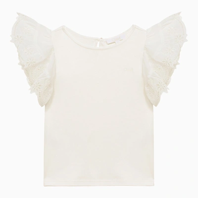 Chloé Kids' White Cotton Tank Top With Ruffles