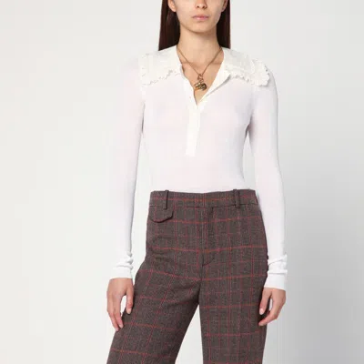 Chloé White Henley Shirt In Wool Knit