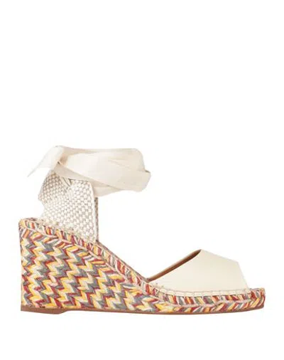 Chloé Woman Espadrilles Ivory Size 7 Soft Leather, Textile Fibers In White