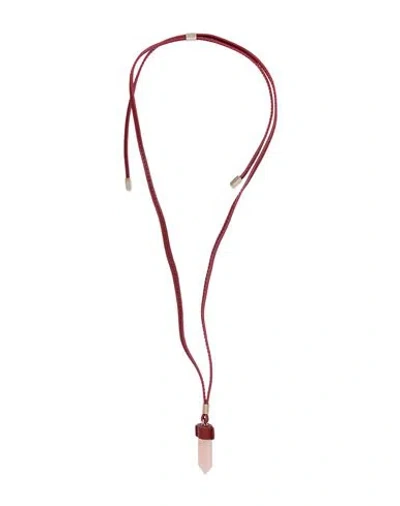 Chloé Woman Necklace Burgundy Size - Calfskin, Quartz, Ecobrass In Red