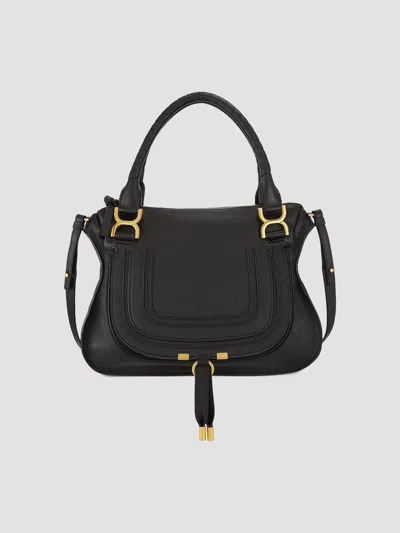 Chloé Women's Medium Marcie Leather Double Carry Satchel In Black
