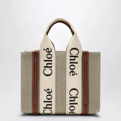 Chloé Woody Little Bag In Beige Canvas