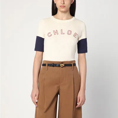 Chloé Wool And Cotton T-shirt With Logo