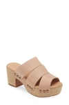 Chocolat Blu Griffin Platform Slide Sandal In Tan Leather