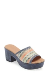 Chocolat Blu Guro Platform Sandal In Blue Combo Raffia