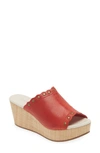 Chocolat Blu Waldo Platform Wedge Slide Sandal In Red Leather