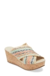 Chocolat Blu Wella Platform Sandal In Aqua-coral Raffia