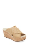 Chocolat Blu Wella Platform Sandal In Tan Raffia