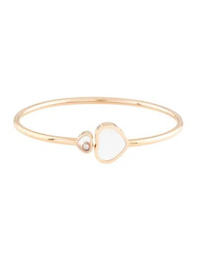 Pre-owned Chopard 18k Diamond & Mother Of Pearl Happy Hearts Flex Bangle, 5.75" In Multicolor