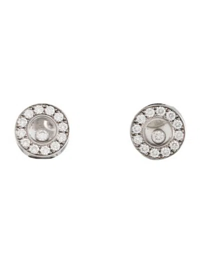 Pre-owned Chopard 18k Happy Diamonds Heart Icon Stud Earrings In Multicolor