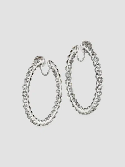 Chopard 18k White Gold & 14.79 Tcw Diamond Large Inside-out Hoop Earrings