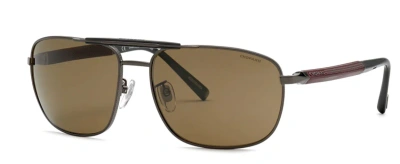 Pre-owned Chopard Aviator Sunglasses Schf 81 Schf81 568p Burgundy/gunmetal Polarized In Brown