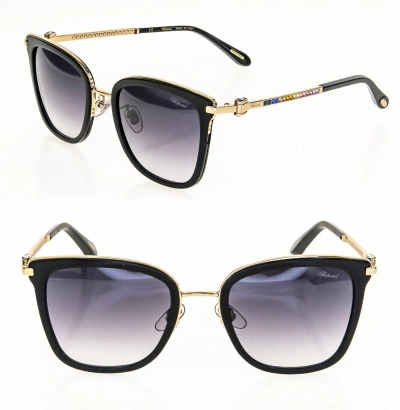 Pre-owned Chopard Black Gold Rainbow Crystal Jewel Sch286s Oversized Sunglasses 286 Women