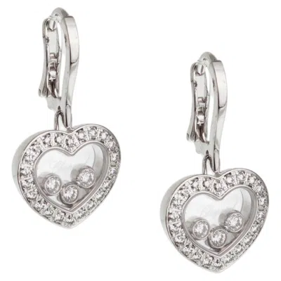 Pre-owned Chopard Happy Diamonds Icons Heart Drop Earrings In 18k White Gold, 0.70ctw