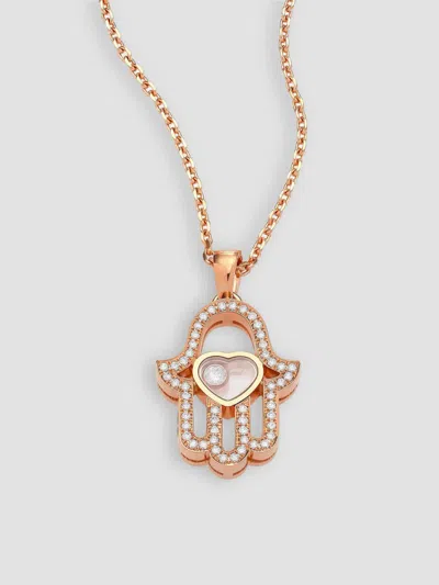 Chopard Happy Diamonds Pave Hamsa Hand Diamond & 18k Rose Gold Pendant Necklace