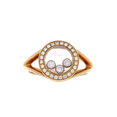 Chopard Happy Diamonds Round Ring 18k Yellow Gold With Diamonds And 3 Floating Diamonds