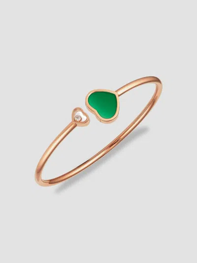 Chopard Happy Hearts 18k Rose Gold, Diamond & Green Agate Bangle